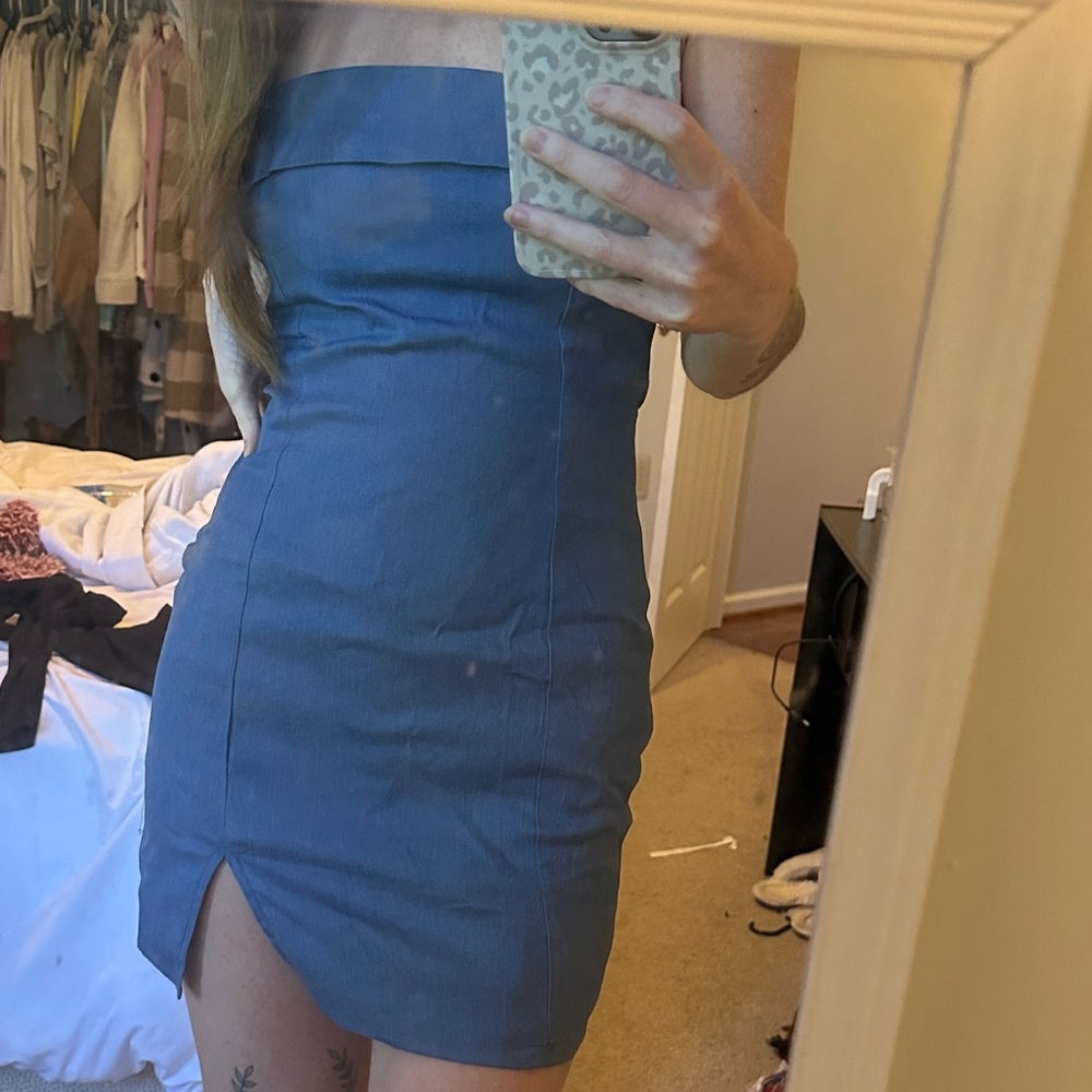 Denim Strapless Mini Dress
